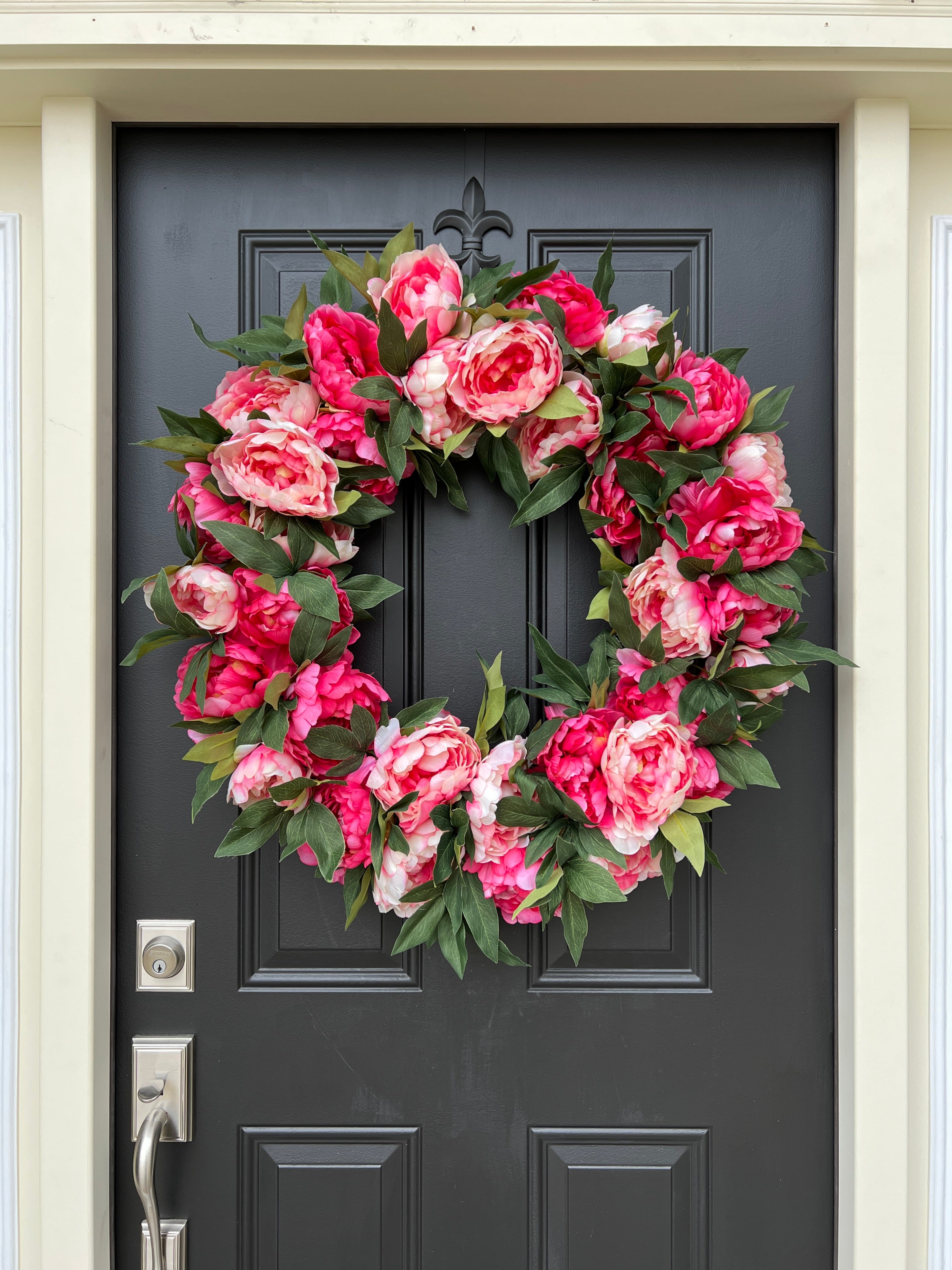 Pink Peony Summer Wreath for Front Door