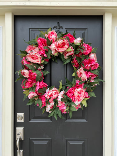 Pink Peony Summer Wreath for Front Door - TwoInspireYou