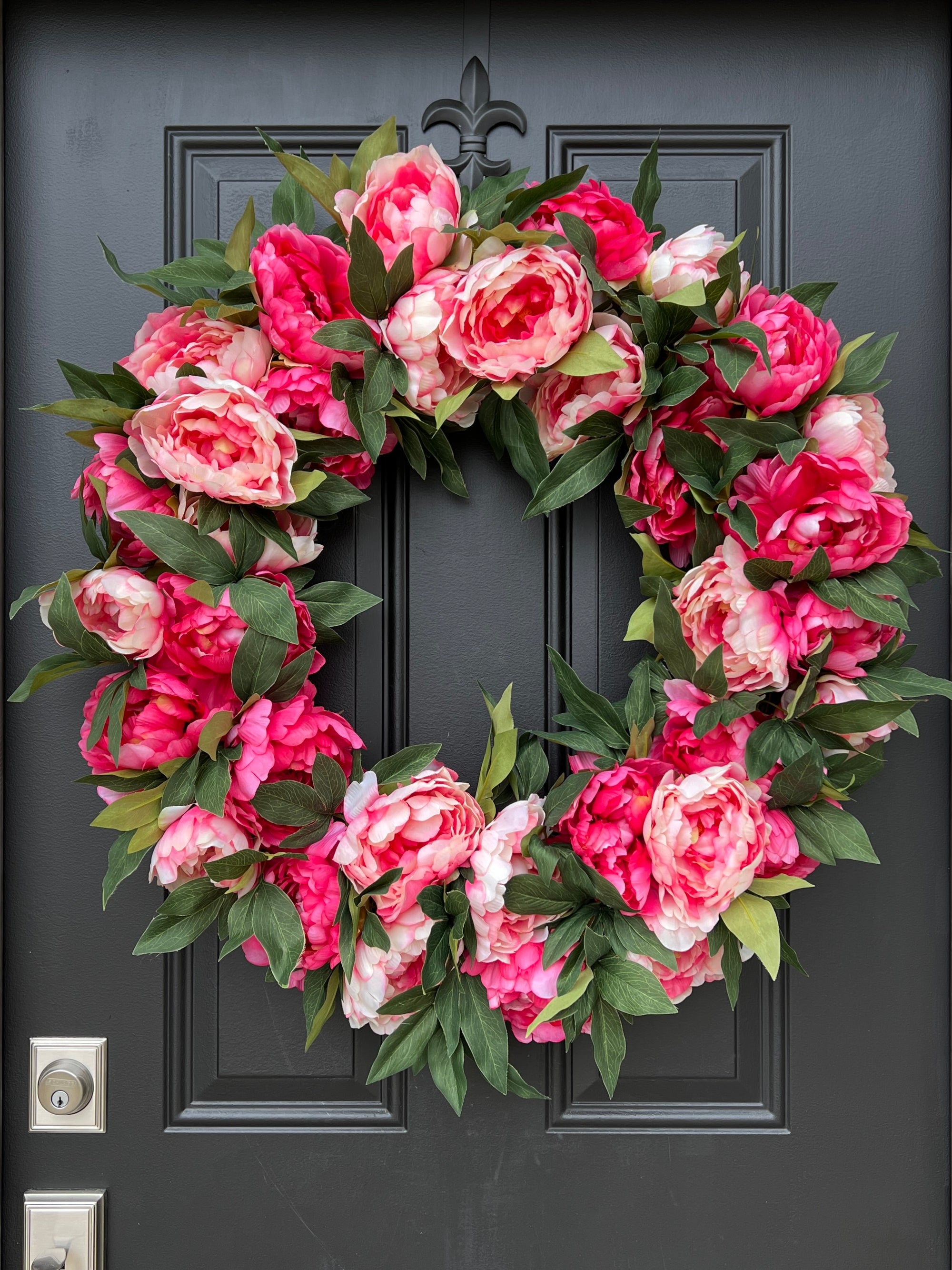 Pink Peony Summer Wreath for Front Door