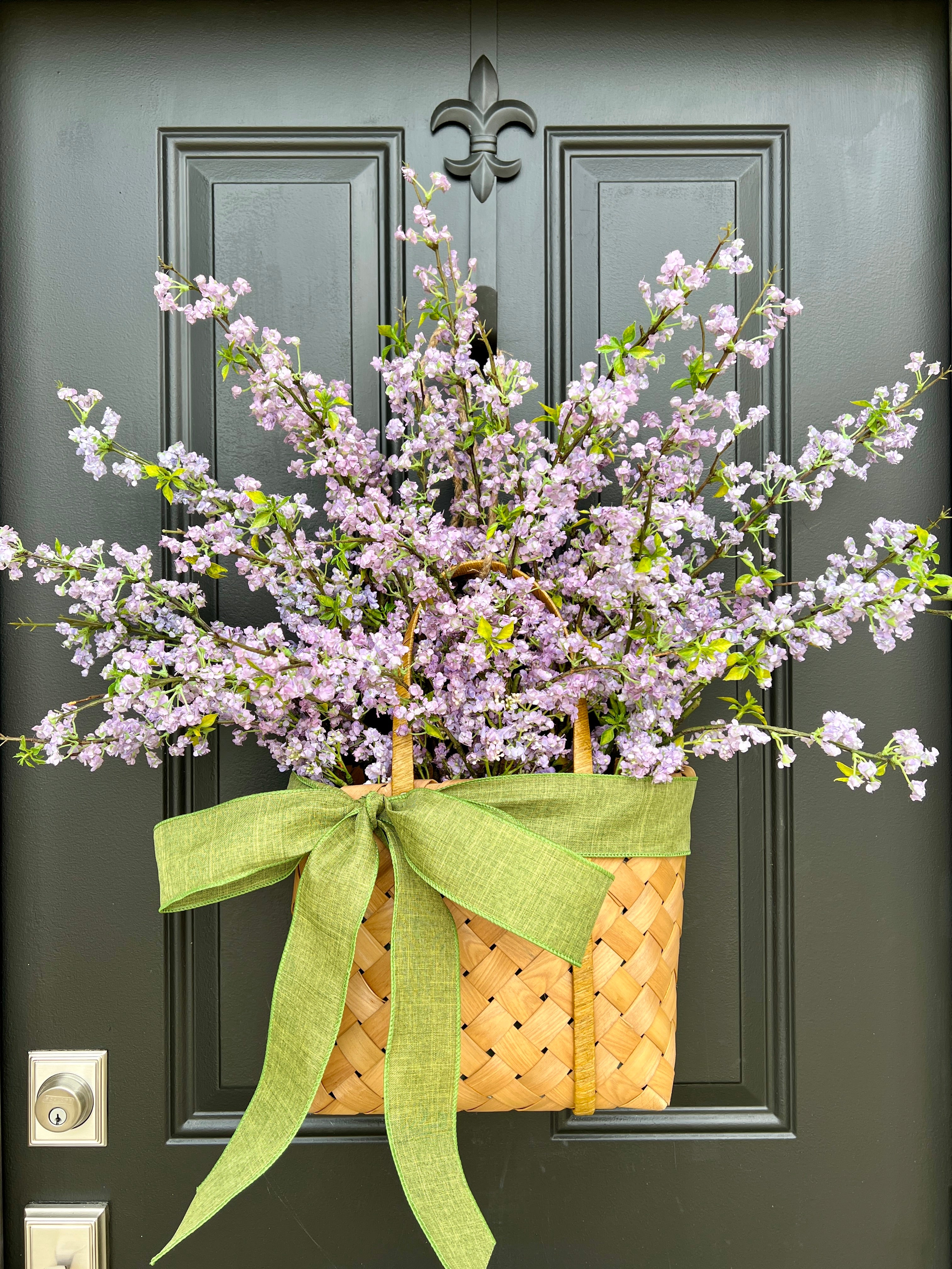 Large Front Door Purple Flower Basket