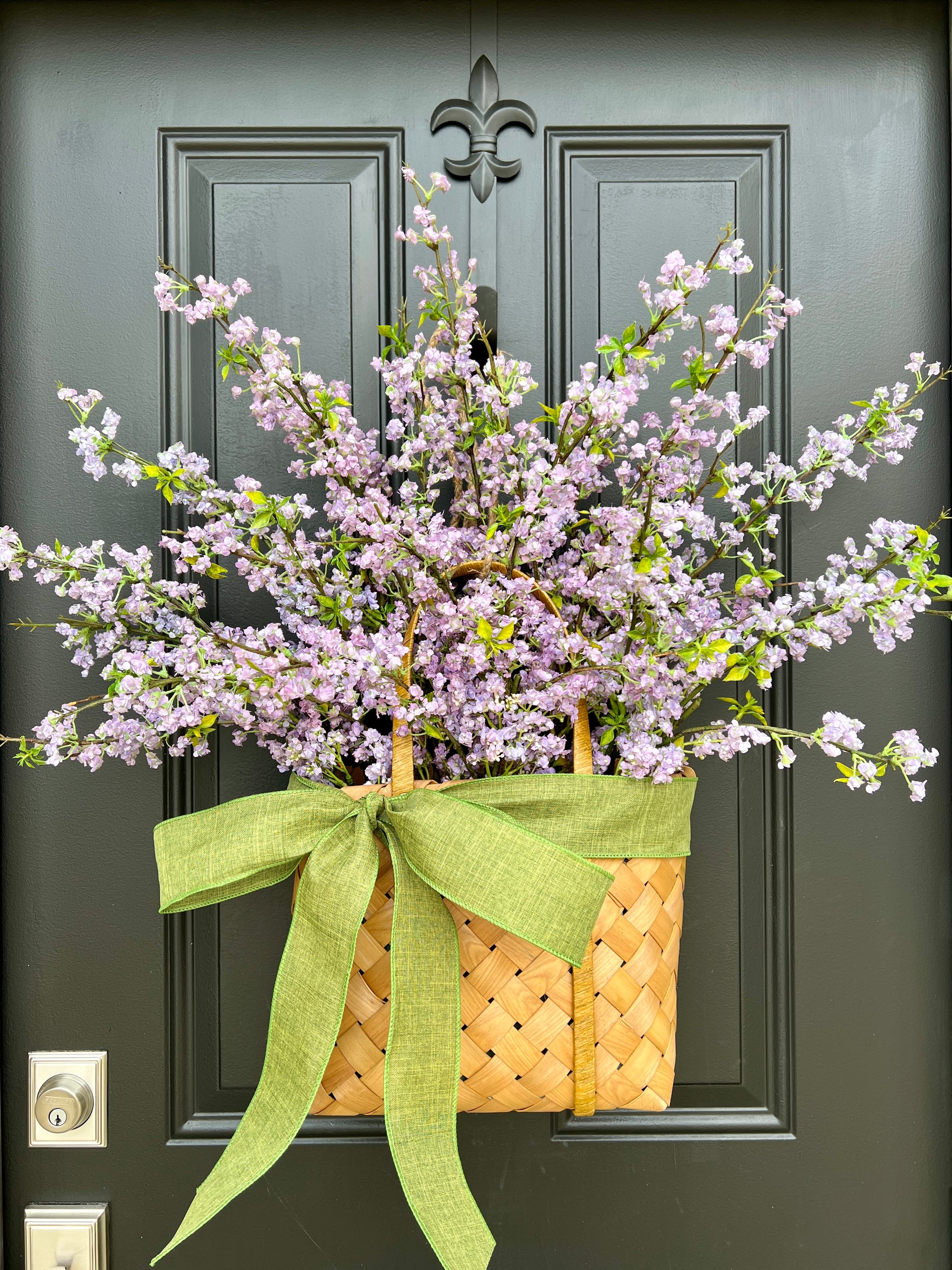 Large Front Door Purple Flower Basket, Spring and Summer Lavender Wreath, Gifts for Mothers