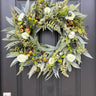 Year Round Bay Leaf, Rosehip and Fern Wreath with White Ranunculus and Blueberries - TwoInspireYou