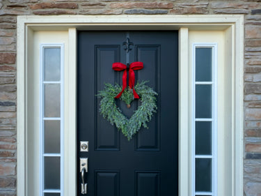Boxwood Heart Wreath with Red Ribbon