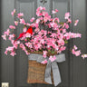 Cherry Blossoms Basket Wreath - Front Door Basket with Pink Blooms - TwoInspireYou