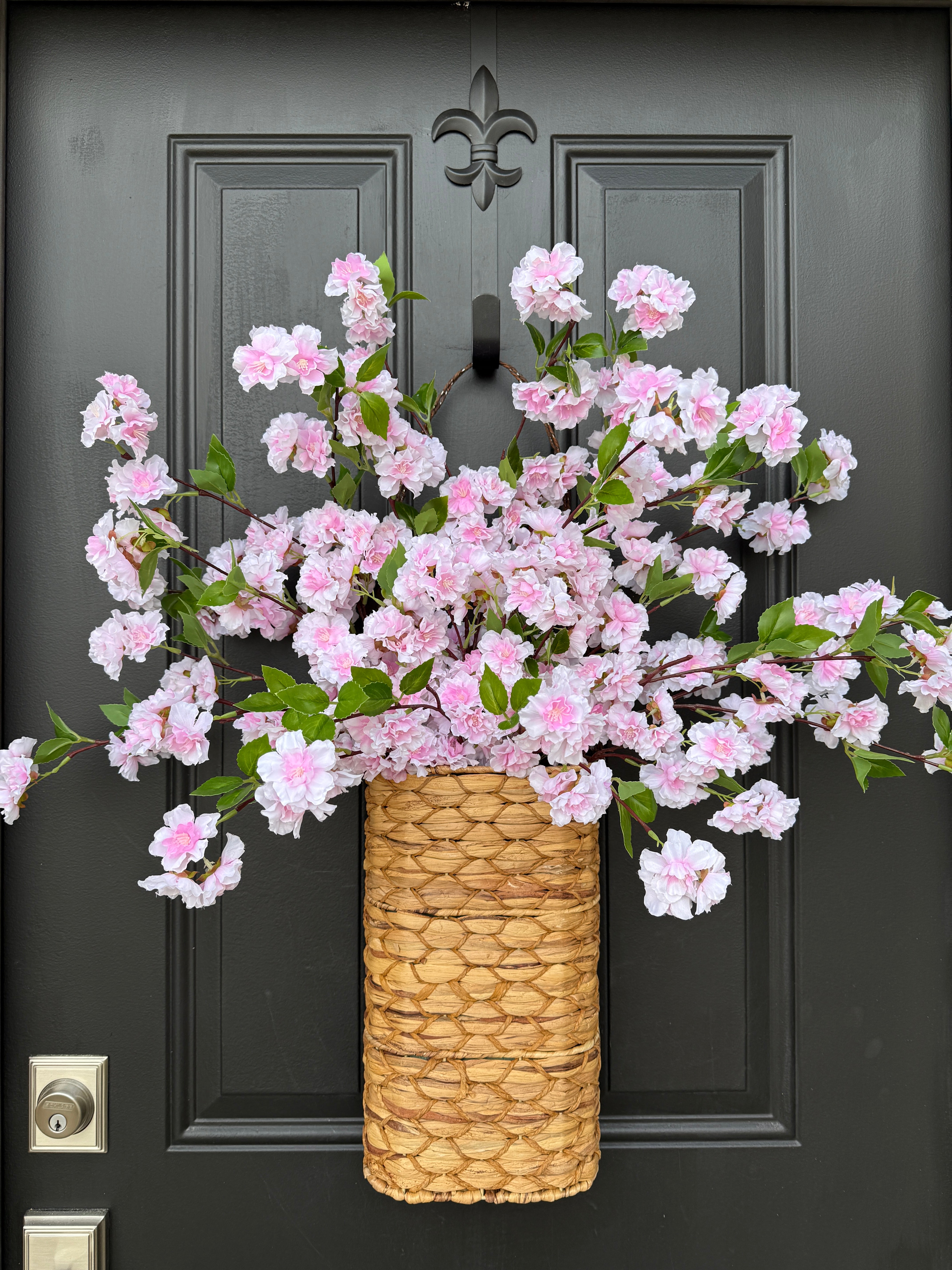 Pink Cherry Blossom Door Basket