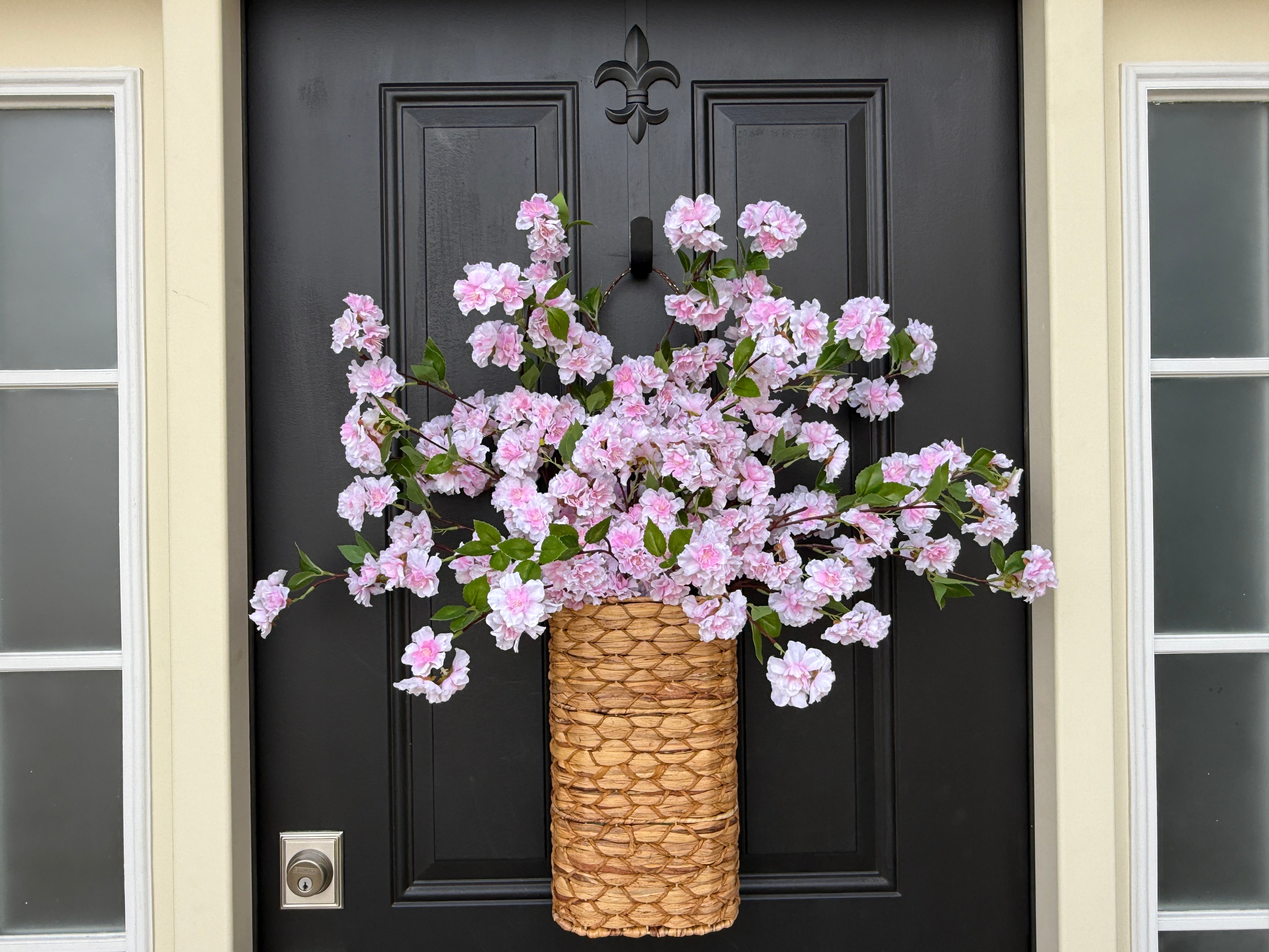 Pink Cherry Blossom Door Basket