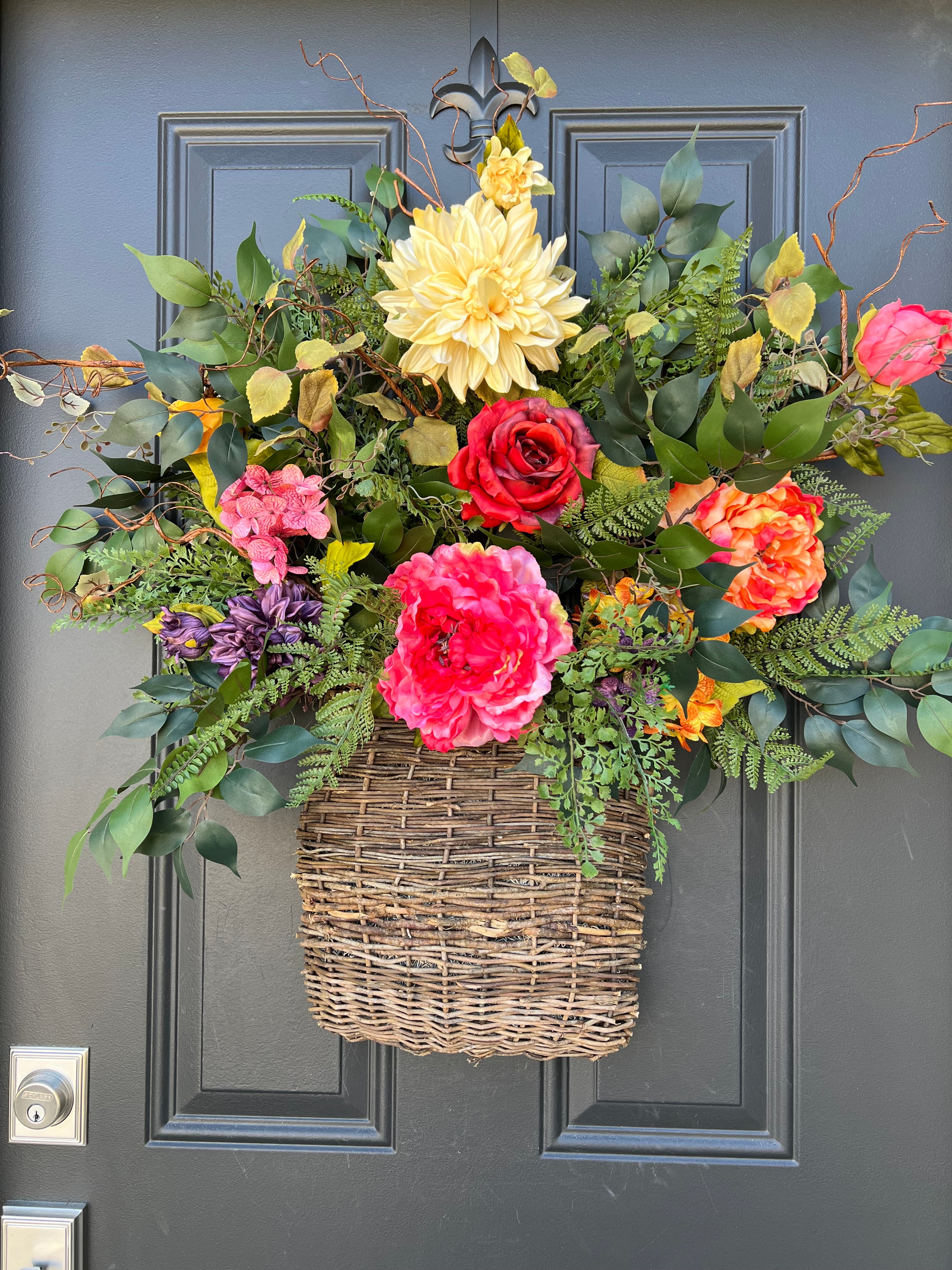 Blooming Basket Door Wreath for Summer