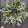 Spring Lemon Wreath with Blue Florals & Lamb's Ear – Citrus Wreath - TwoInspireYou