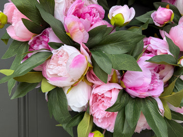 Pink Bubblegum Peony Wreath – Spring Wreath with Lush Peony Leaves - TwoInspireYou