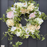 Pastel & Blush Peony Hydrangea Wreath with Cascading Vines – Wedding Decor - TwoInspireYou