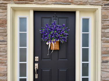 Purple Lavender Basket - Handcrafted Spring Door Basket Wreath - TwoInspireYou