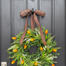 Spring Fern Wreath - Fern, Orange Tulips and Lily of the Valley Door Decoration - TwoInspireYou