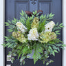 XL Green and Cream Hydrangea Door Basket for Spring - Cone Hydrangea Arrangements for Celebrations - TwoInspireYou