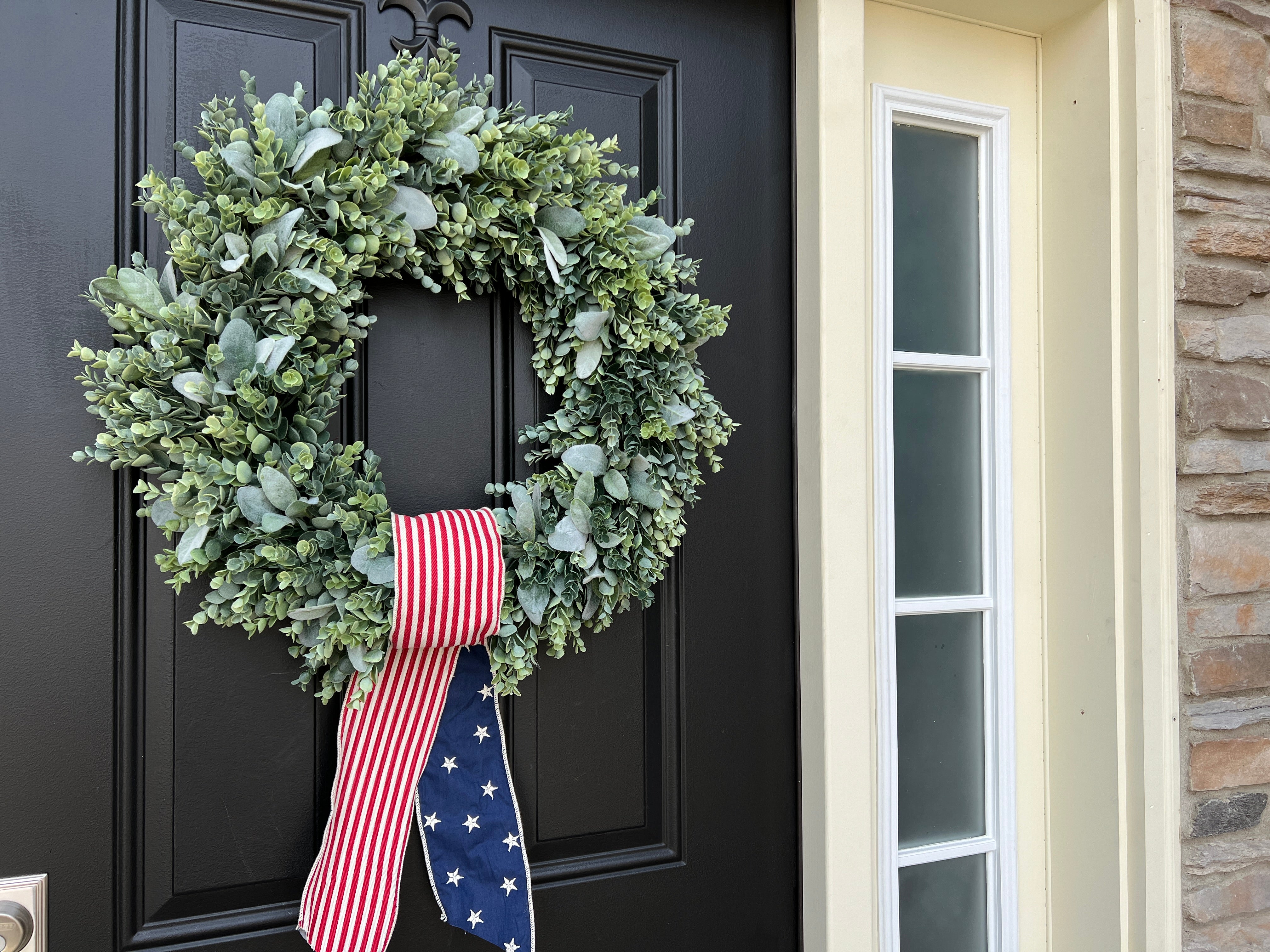 Patriotic Lamb's Ear and Eucalyptus Wreath