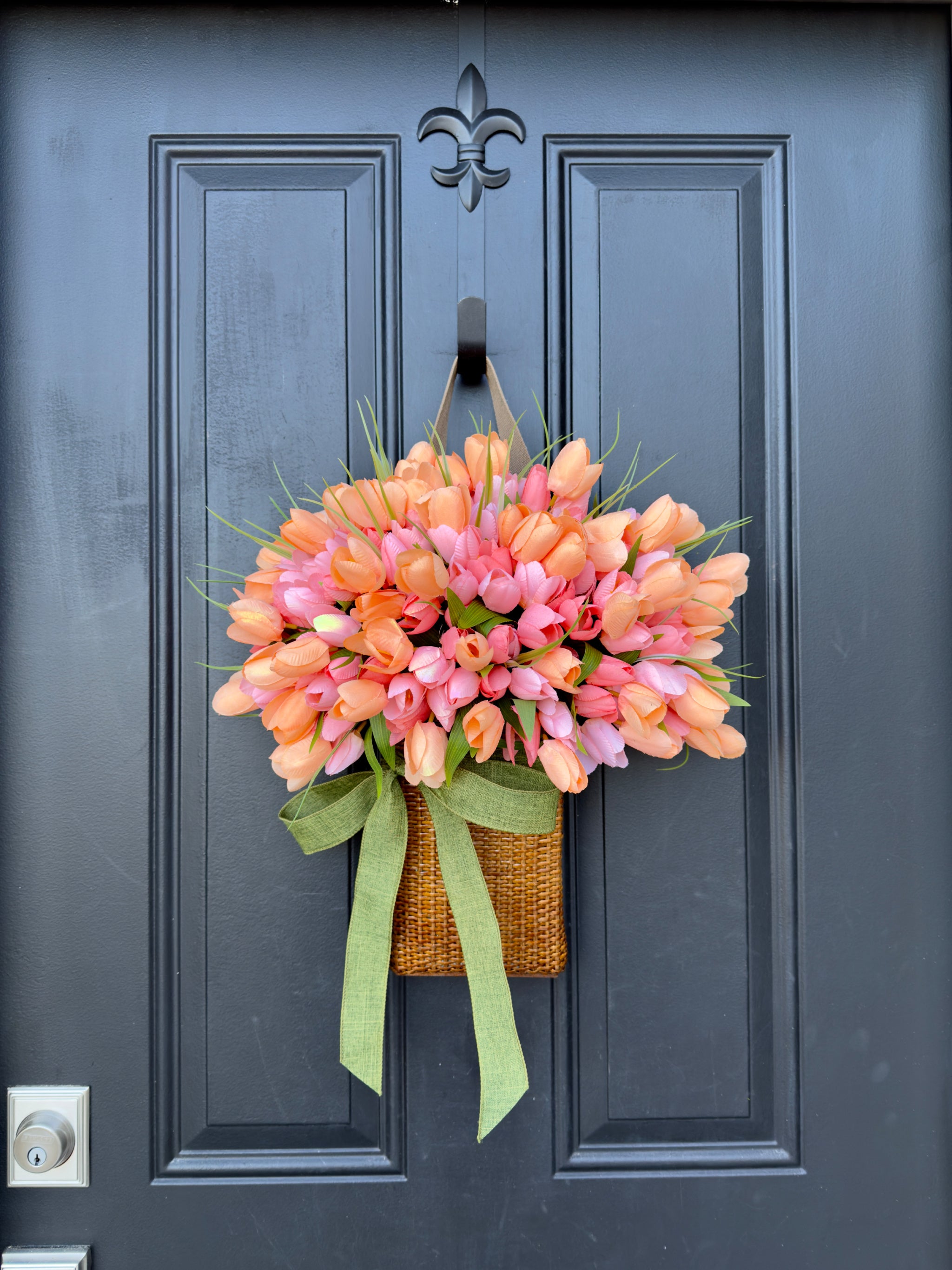 Spring Basket Full of Pink Tulips - Charming Baskets for Mother's Day Gift Giving