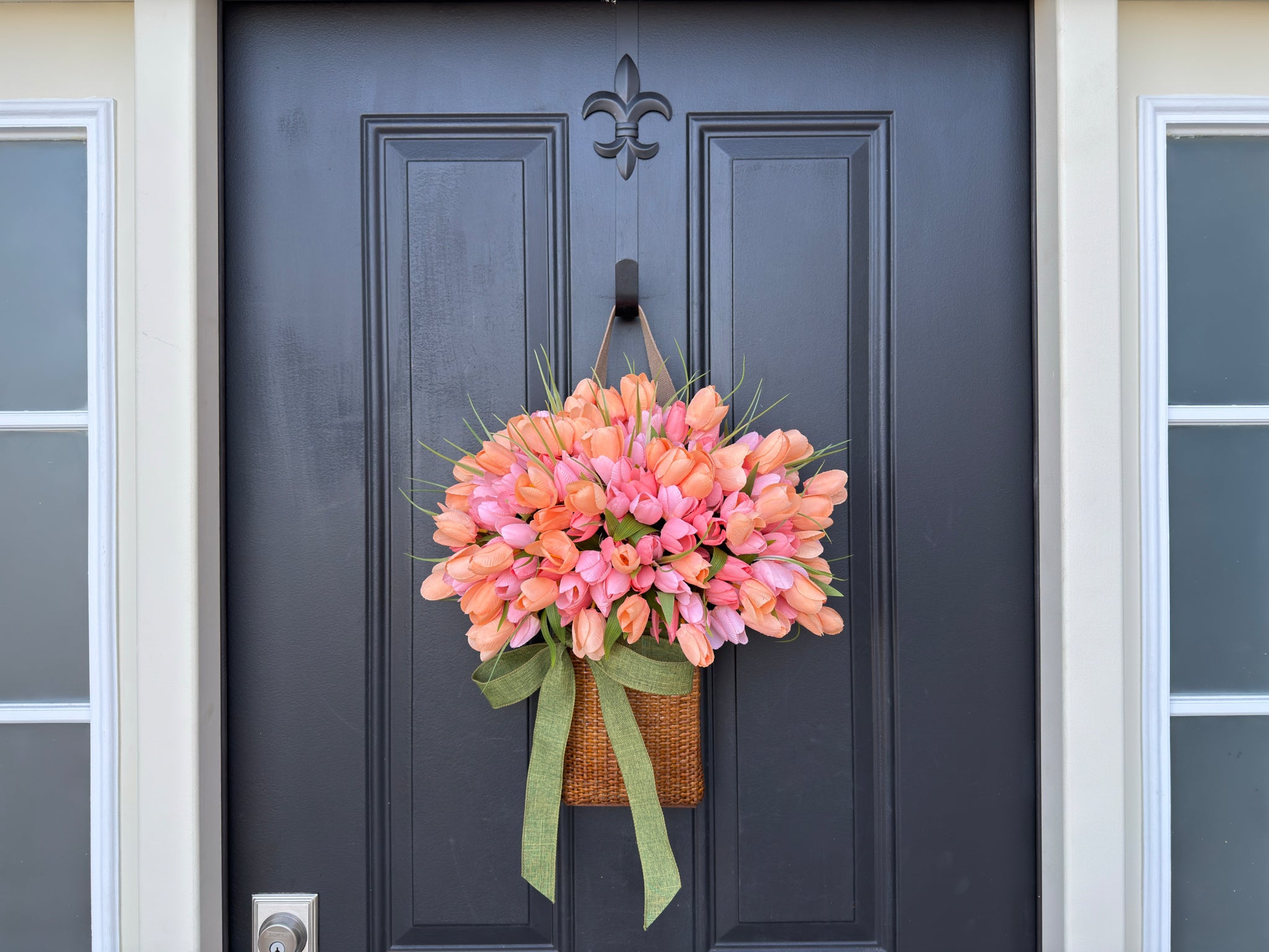 Spring Basket Full of Pink Tulips - Charming Baskets for Mother's Day Gift Giving