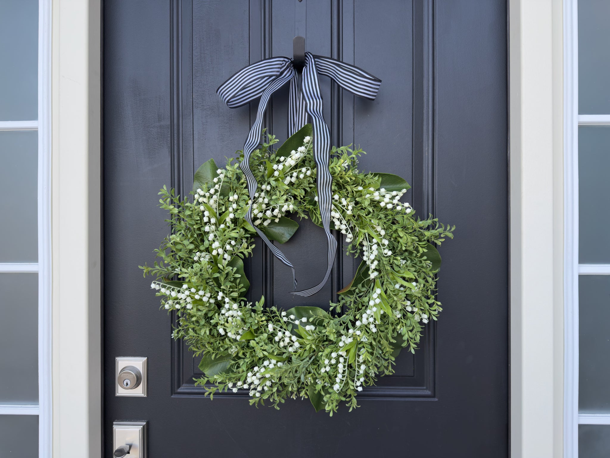 Spring Boxwood Wreath with Magnolia and Lily of the Valley