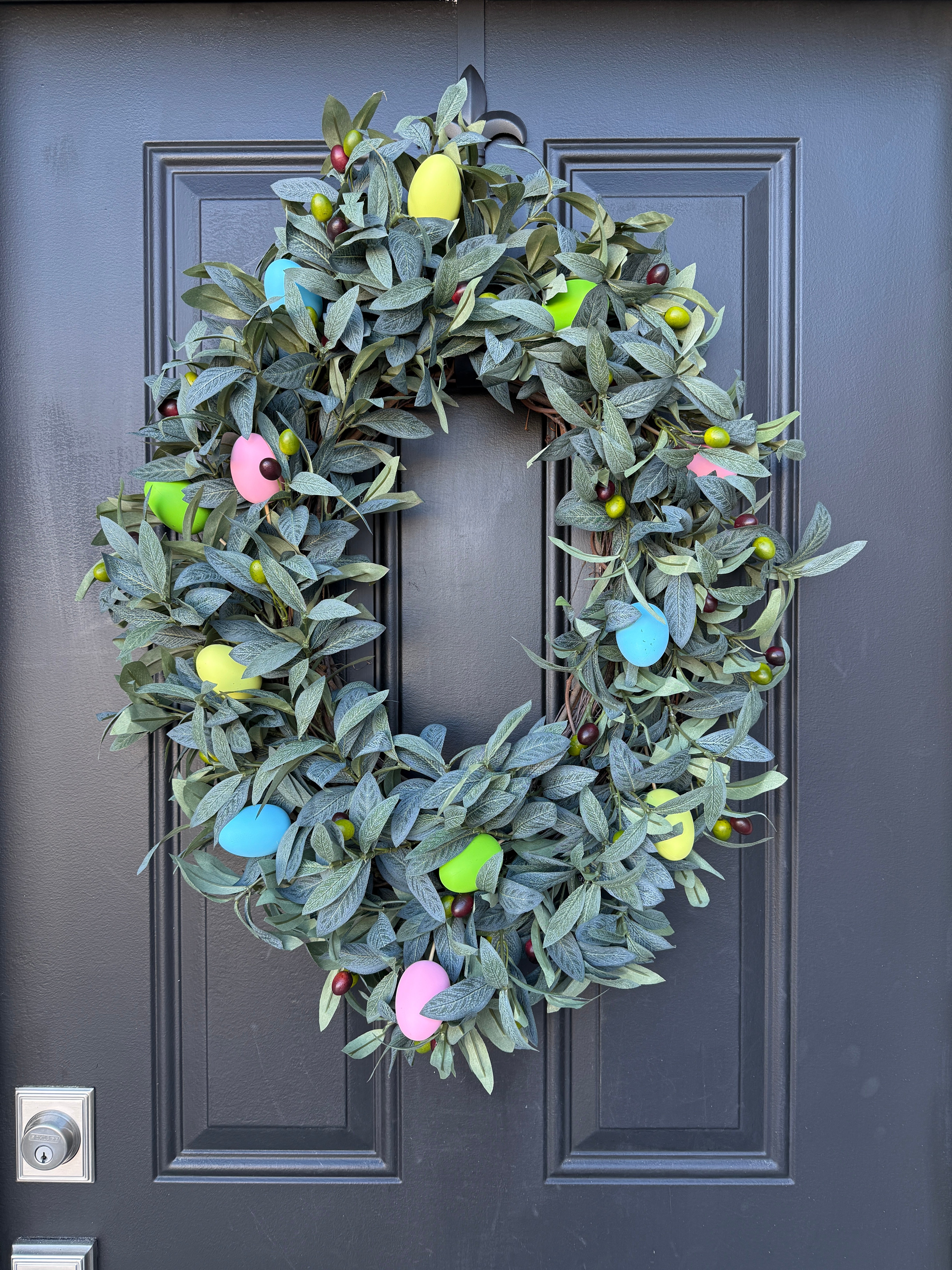 Easter Egg and Olive Branch Wreath for Spring