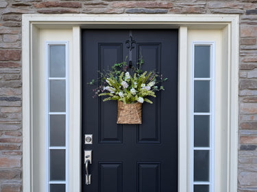Spring Hyacinth & Wildflower Basket – Handcrafted Door Basket Arrangement - TwoInspireYou