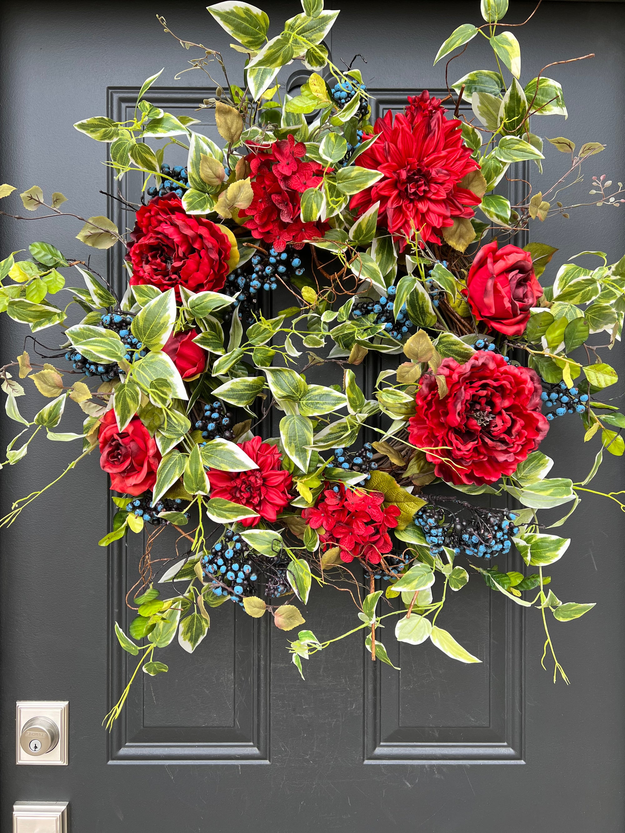 Summer Door Wreath, Red, White and Blue Patriotic Decor