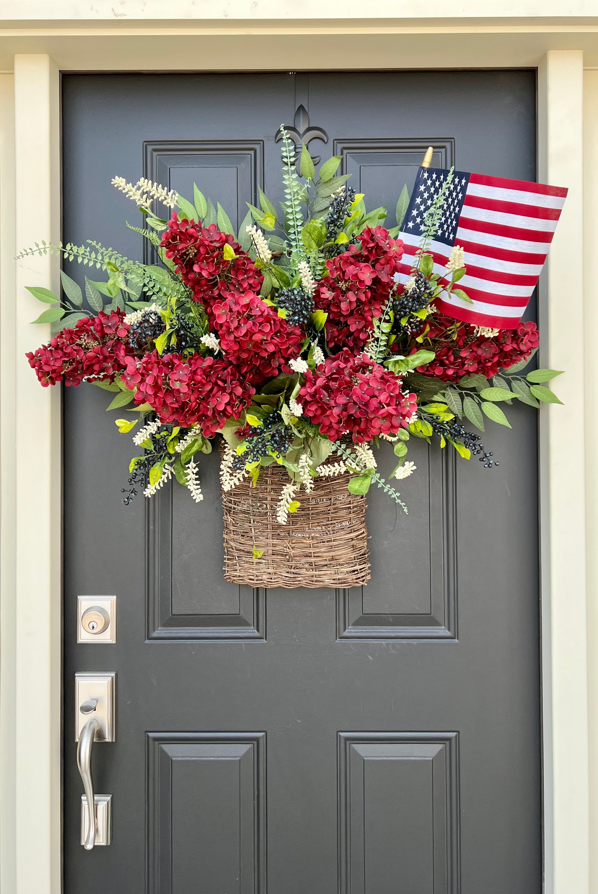 Patriotic Door Basket Wreaths, Patriotic Home Decor, Unites States Flag Decoration