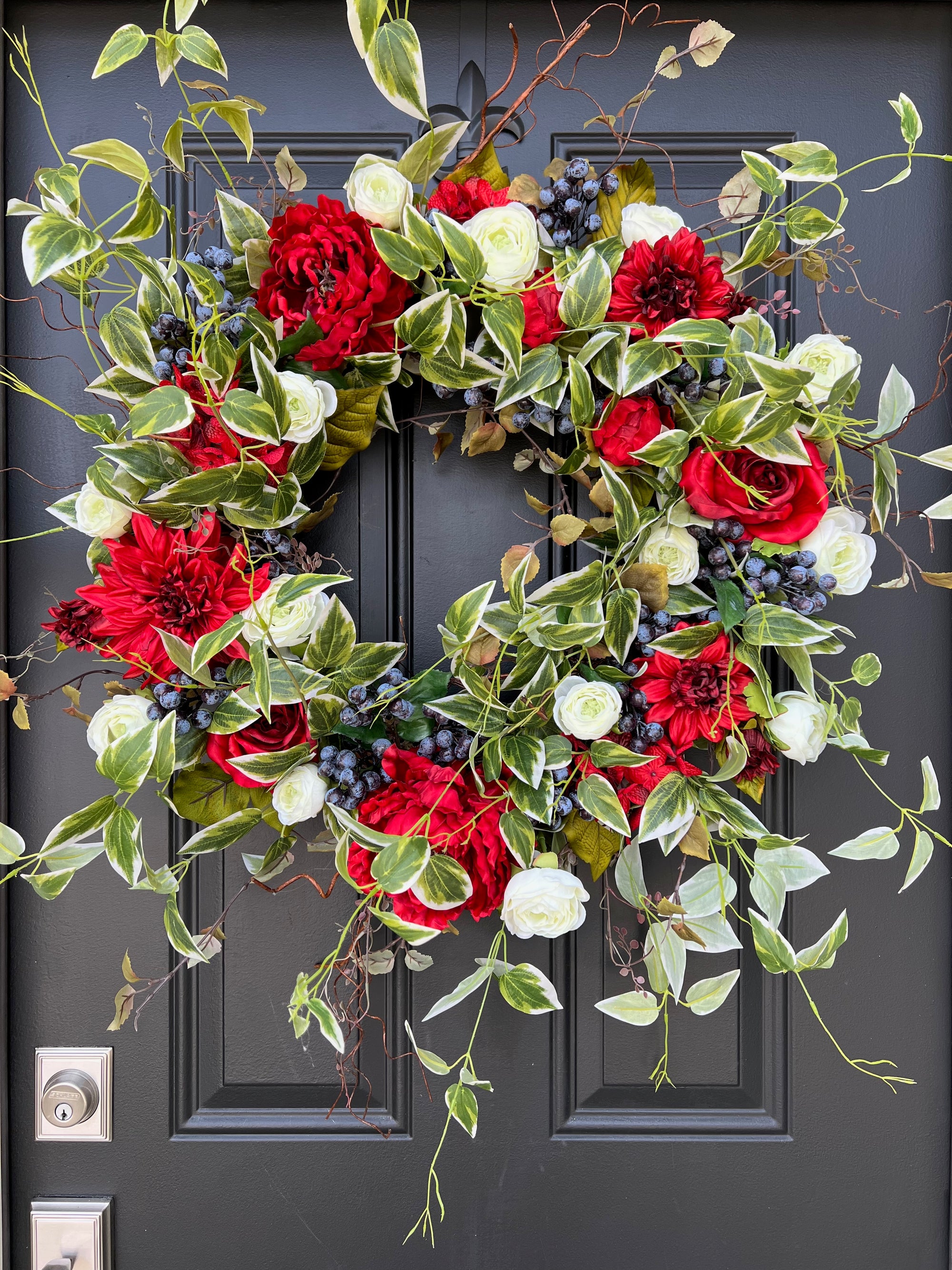 Patriotic Door Wreath, Red White and Blue Door Decorations