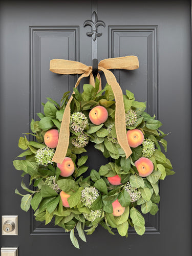 Georgia Peaches Spring Wreath | Handcrafted Peach Door Wreath - TwoInspireYou
