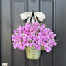 Lavender Tulips Bucket Wreath - Front Door Bucket of Tulips for Spring - TwoInspireYou