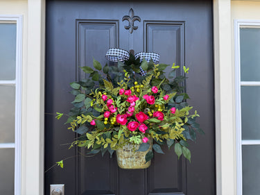 Spring Bucket Wreath with Pink Ranunculus - TwoInspireYou