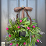 Pink Tulip Wreath - Natural Touch Fuchsia Tulip Wreath for Front Door - TwoInspireYou