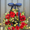 Summer Red Floral Wreath, Fourth of July Red Holiday Wreaths - TwoInspireYou