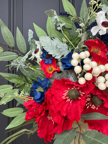 American Patriotic Floral Door Basket