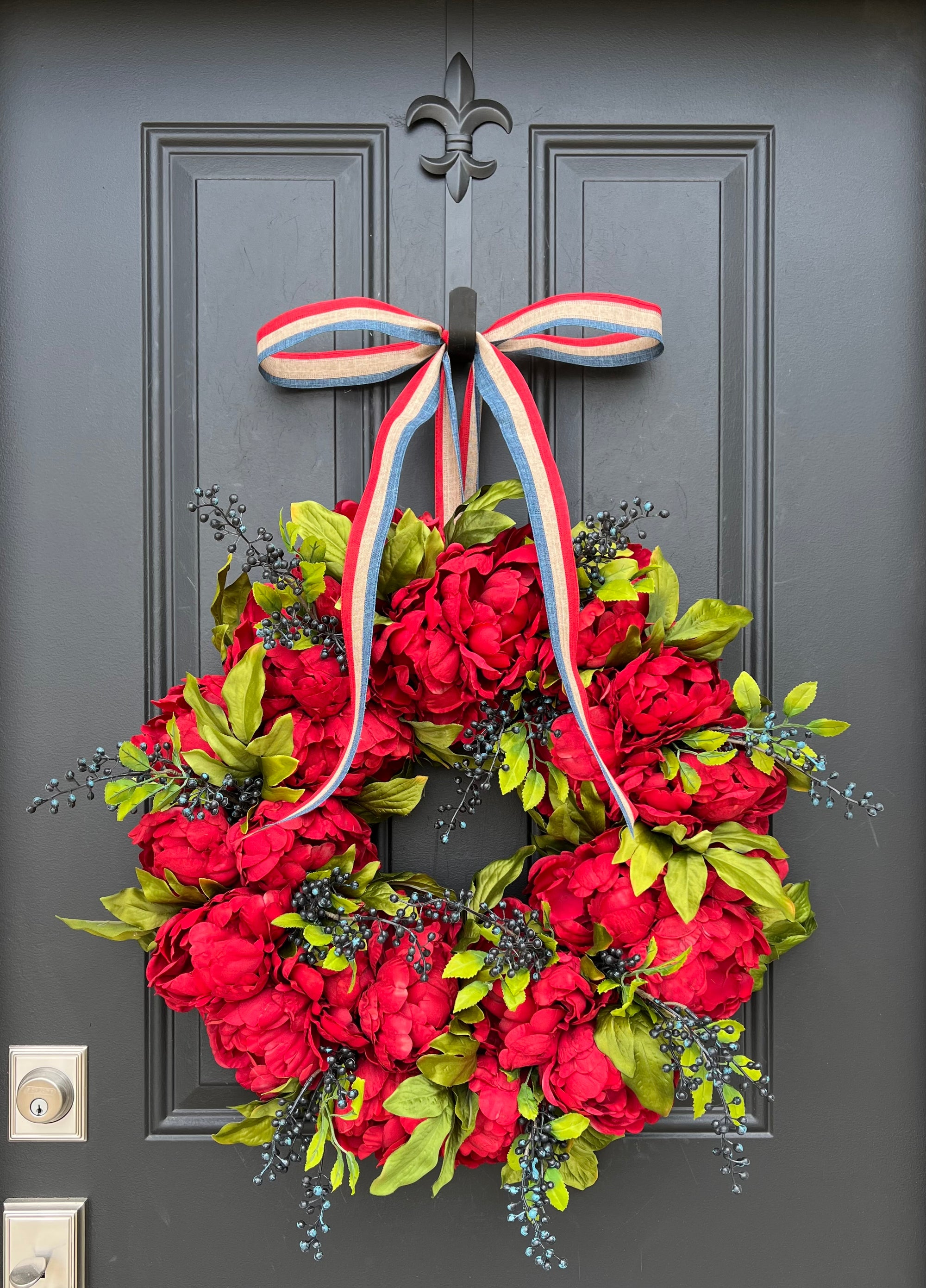 Patriotic Red Peony Wreath | ONLY One Available