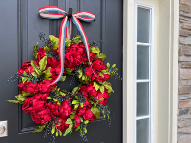 Patriotic Red Peony Wreath - TwoInspireYou