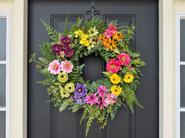 Colorful Summer Wildflower Wreath | Handmade Floral Front Door Decor
