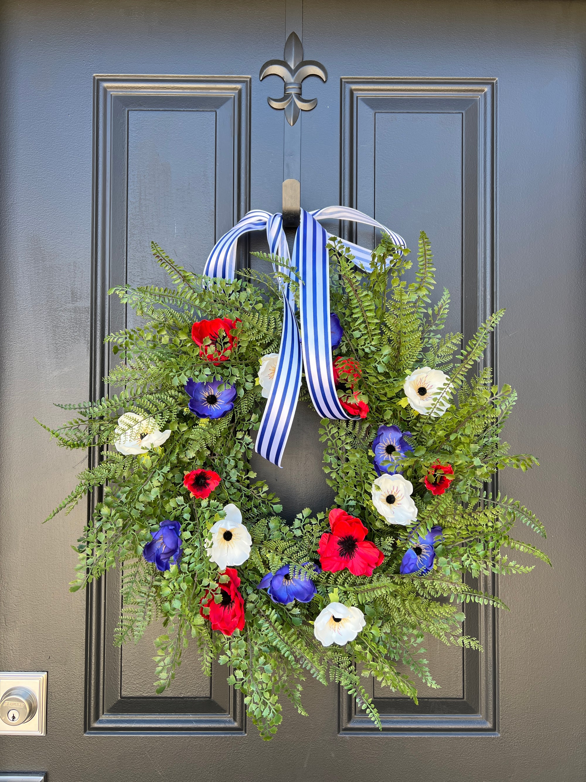 4th of July Wreath, Summer Celebration Decor, Fern Door Wreaths