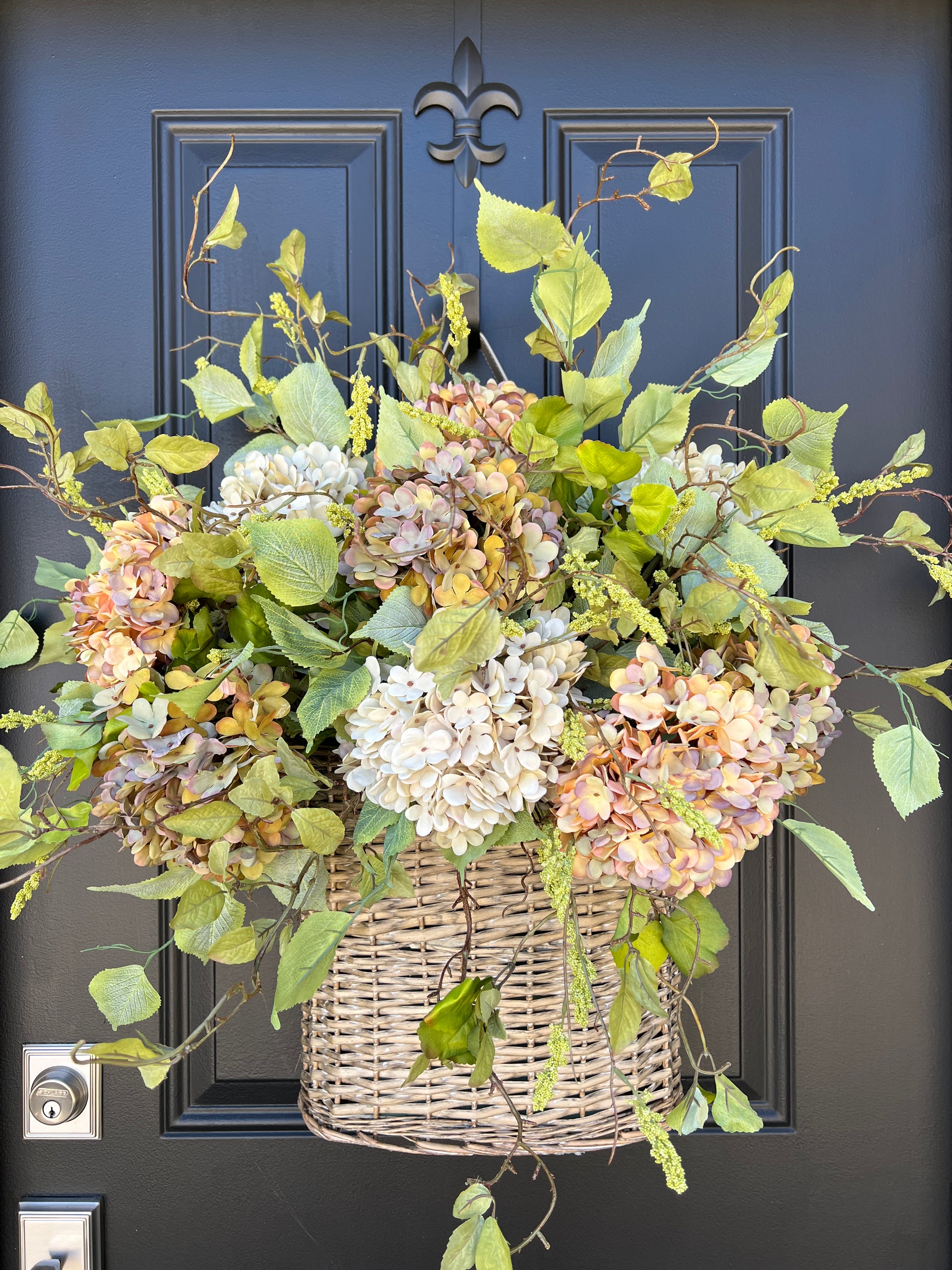 Large Summer Hydrangea Basket for Front Door