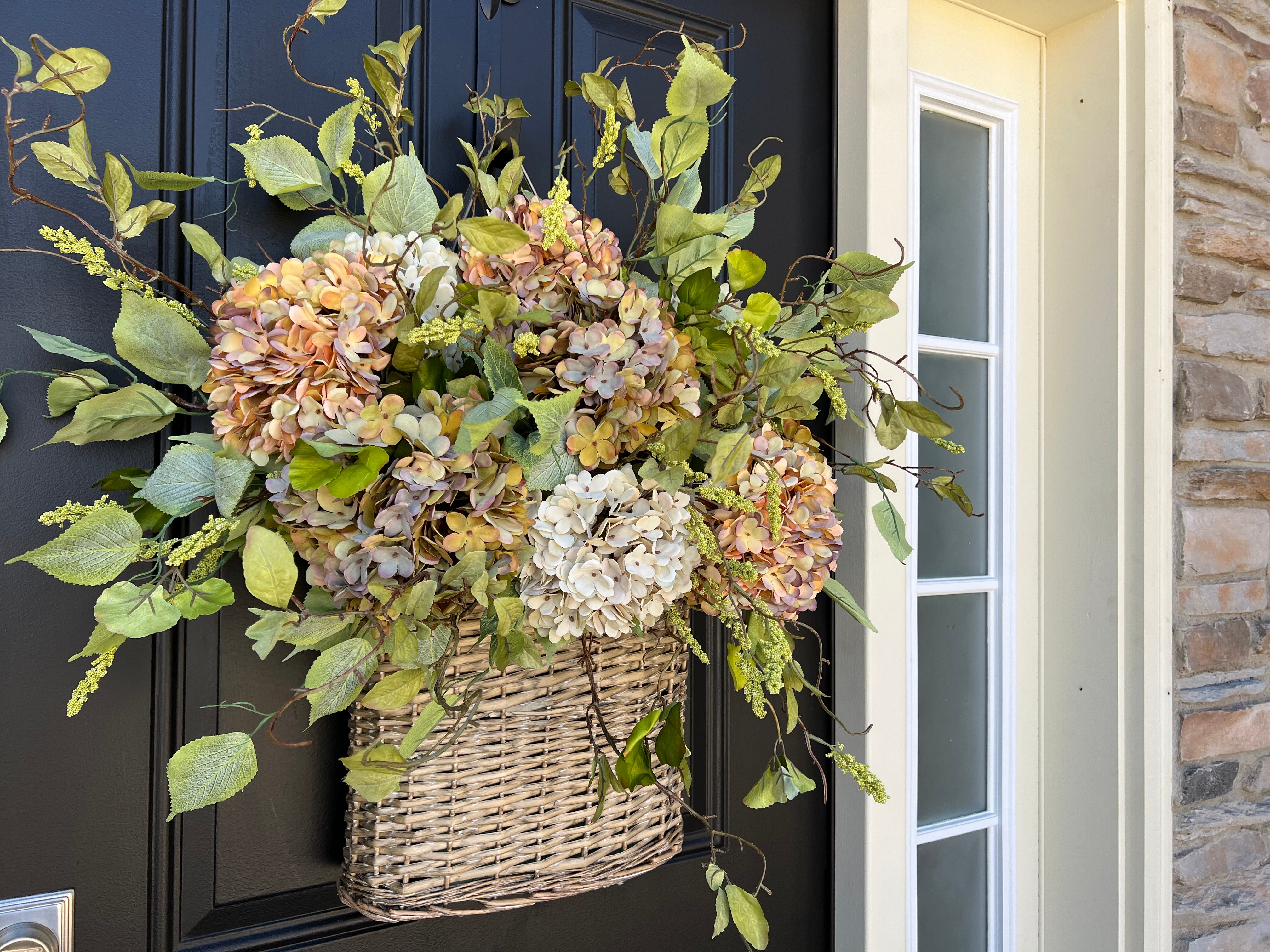 Large Summer Hydrangea Basket for Front Door