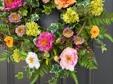 Lush Summer Afternoon Garden Wreath with Fern - TwoInspireYou