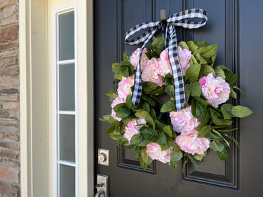 Summer Pink Peony Garden Wreath with Lush Greenery - TwoInspireYou