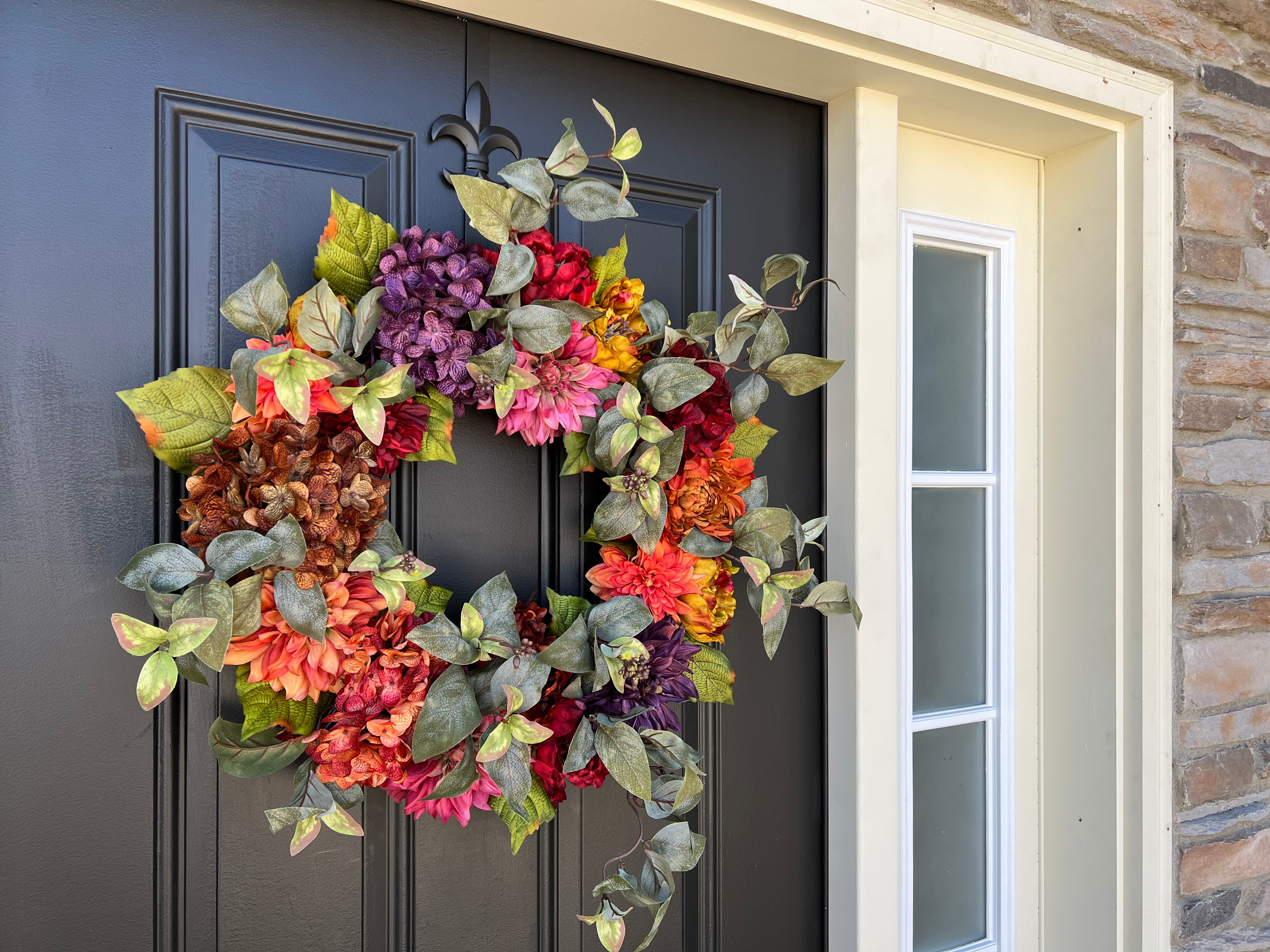 Rich Autumn Sunset Fall Floral Wreath