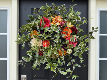 Rustic Rose & Dahlia Garden Wreath - TwoInspireYou