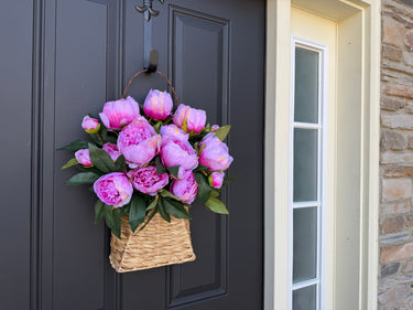 Pink Peony Door Basket for Spring