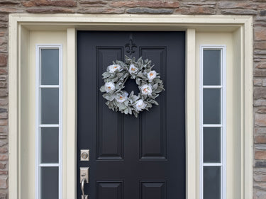Lamb's Ear Wreath with White Peonies
