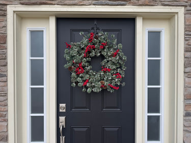 Flocked Pine and Red Berry Wreaths