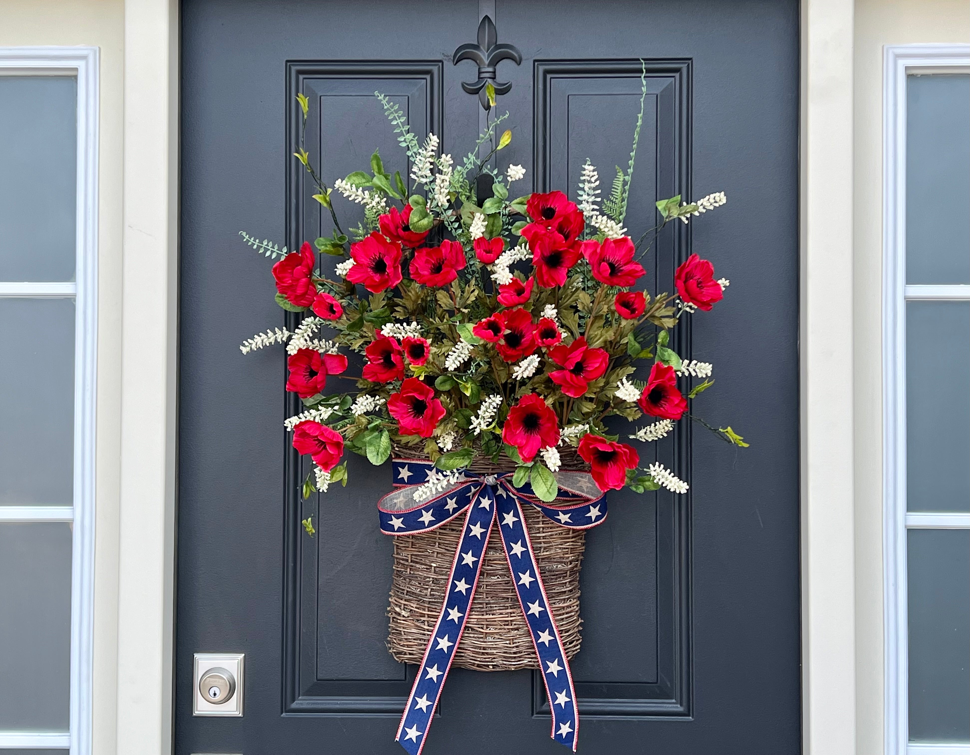 Red Poppy Patriotic Door Basket