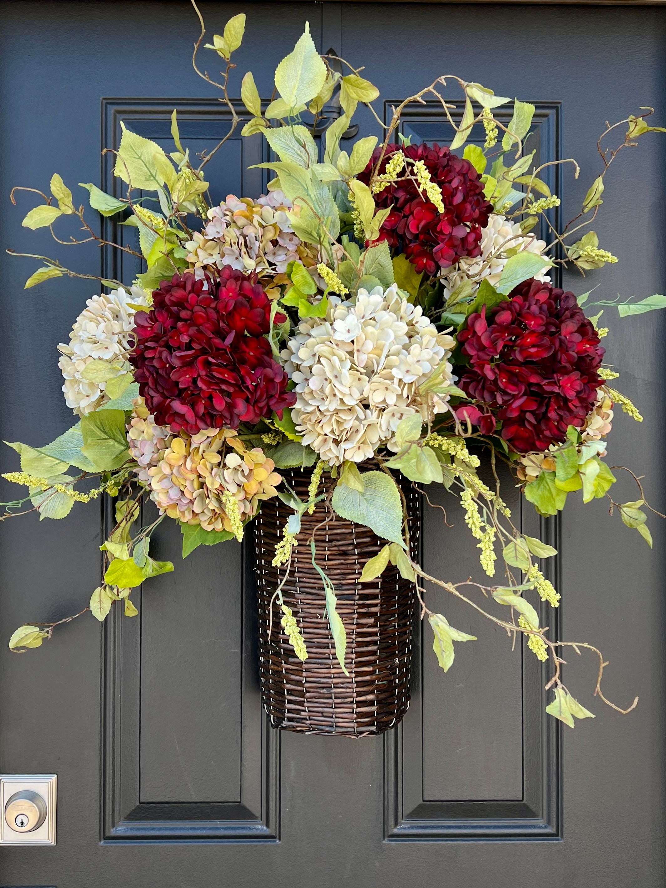 Fall Hydrangea Wreath Basket for Front Door