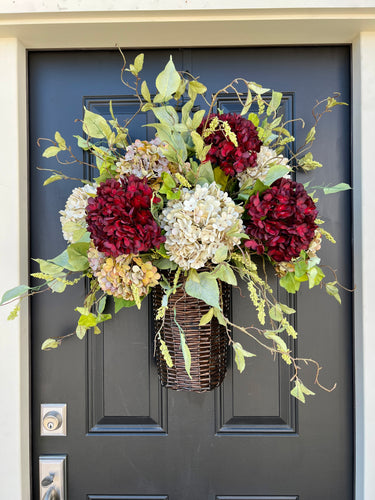 Hydrangea Wreath Basket for Front Door - TwoInspireYou