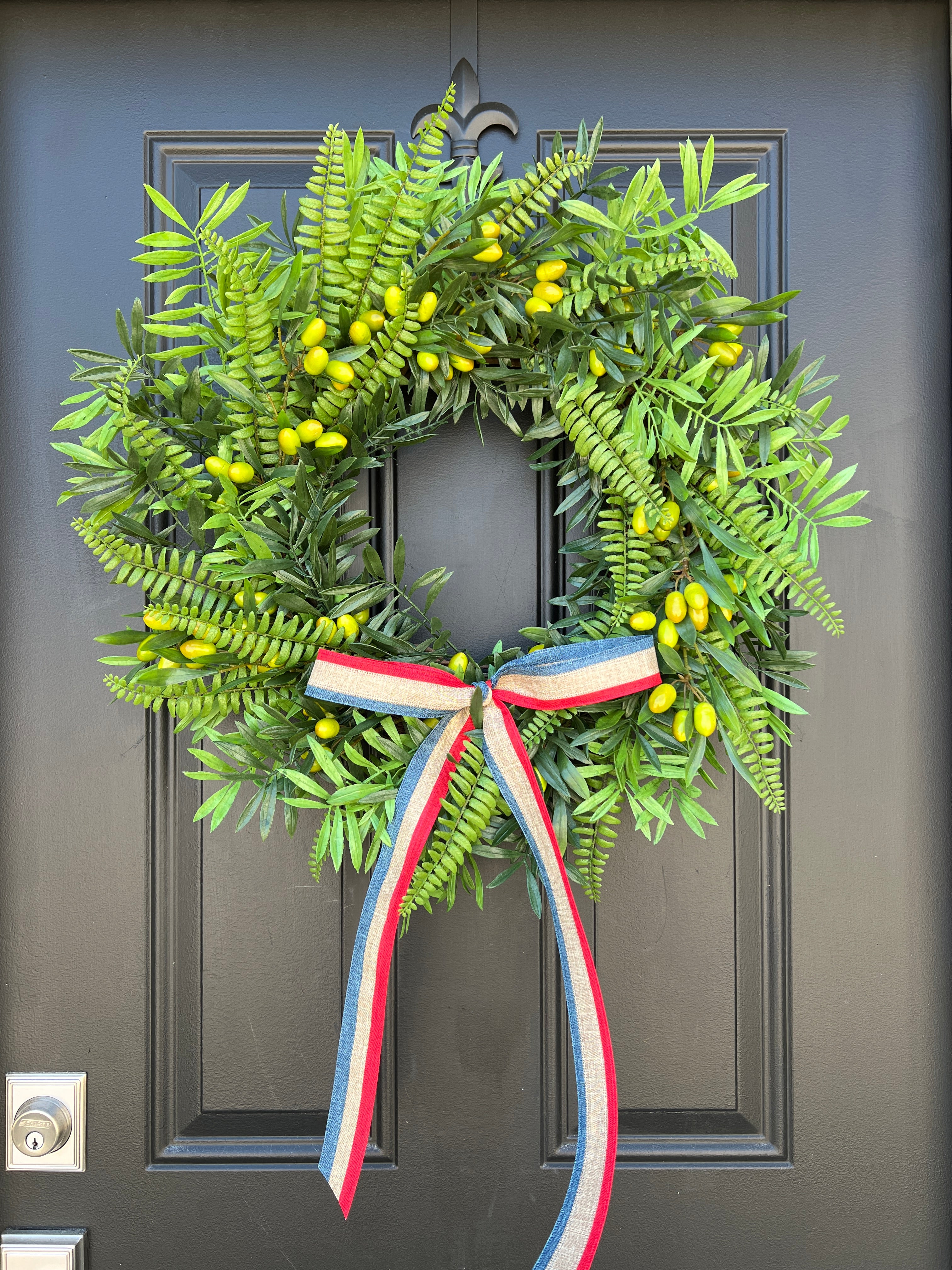 Olive Branch Wreath with Ribbon