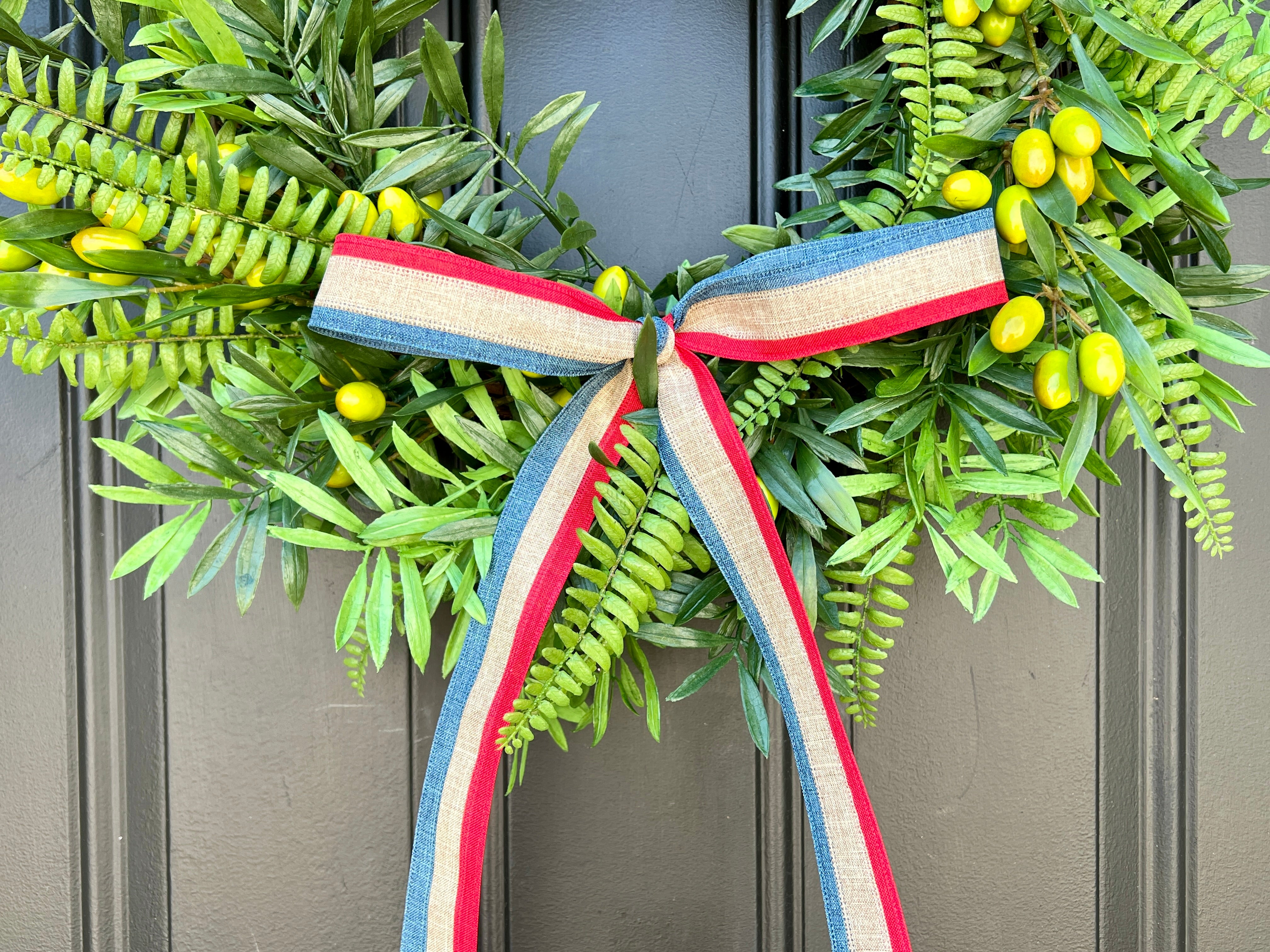 Olive Branch Wreath with Ribbon